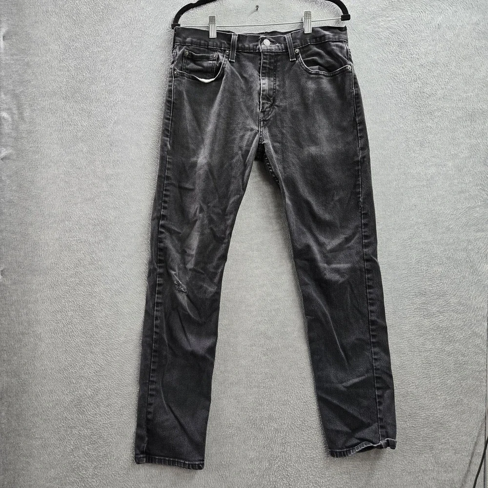 Levi's 502 Men Jeans 33X32 Black Denim Taper Fit Button 29
